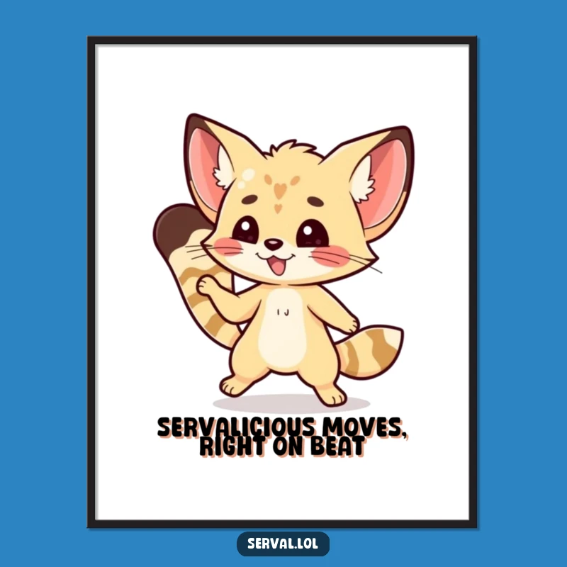 Free Printable Serval Art: Dancing Character Downloadable Wall Decor