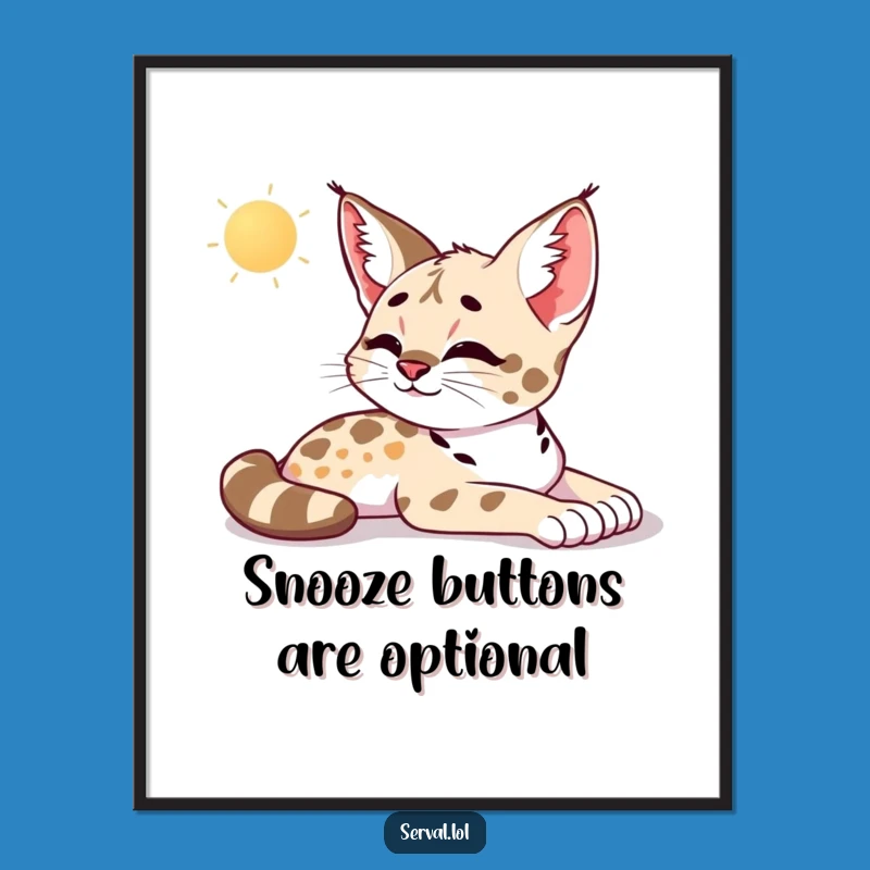 Free Printable Wall Art: Serene Serval Stretch, Calm Downloadable Decor