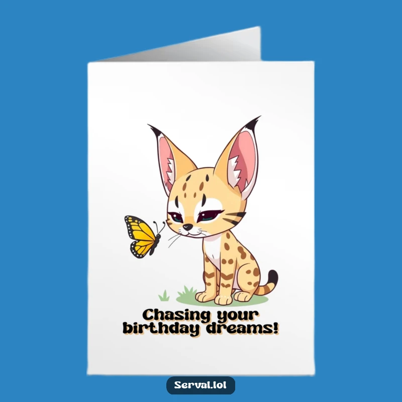 Funny Free Printable Birthday Card: Serval Hunt, Downloadable Gift for Cat Lovers!