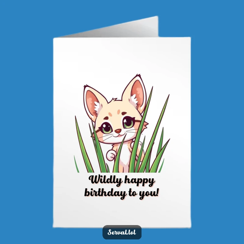 Free Printable Birthday Card: Funny Serval Peeking, Downloadable Surprise for Him or Her