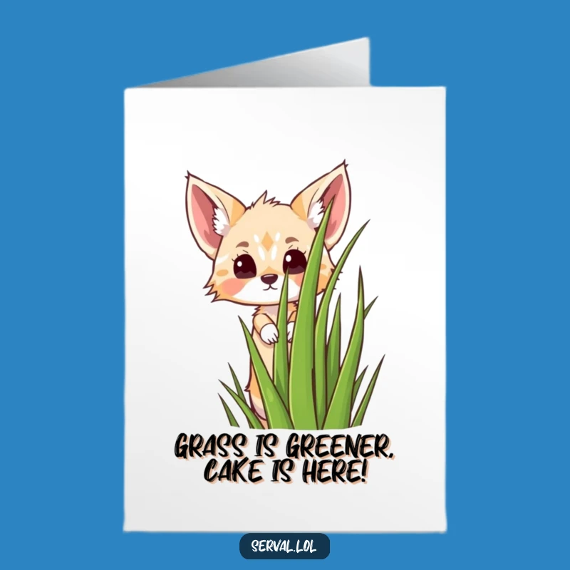 Free Printable Birthday Card: Kawaii Serval Peeking, Hilarious Downloadable Surprise!
