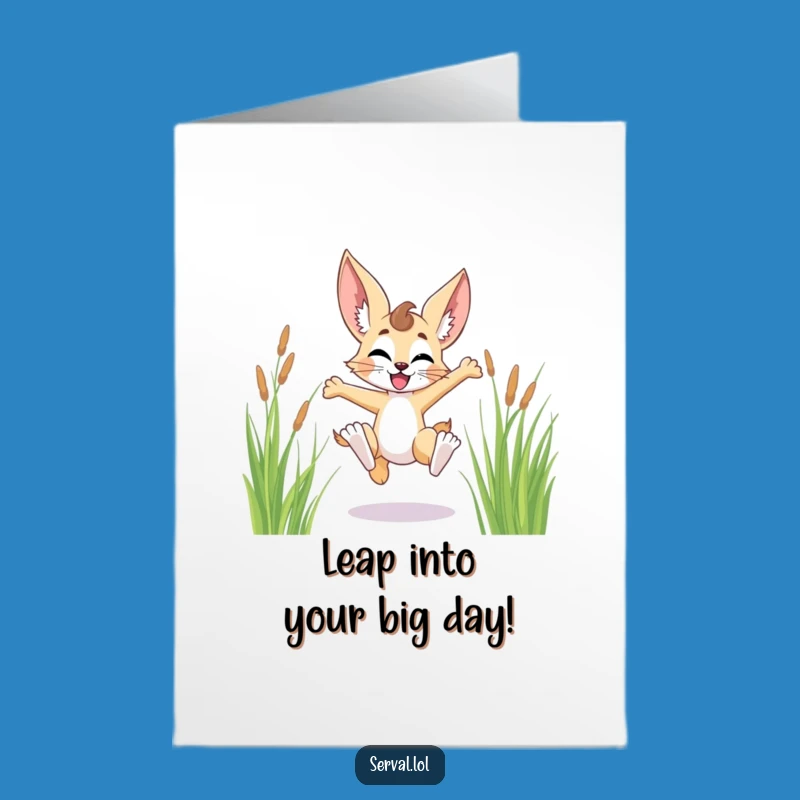Free Printable Funny Serval Birthday Card: Joyful Leap for a Wildly Fun Celebration