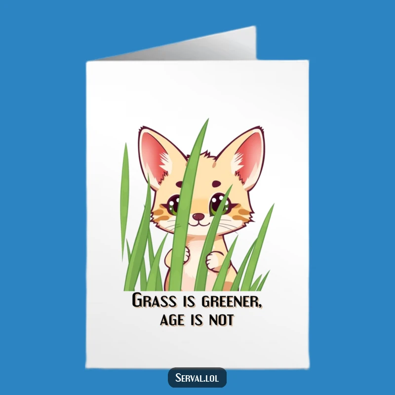 Free Printable Birthday Card: Funny Serval Peeking Surprise Downloadable Gift