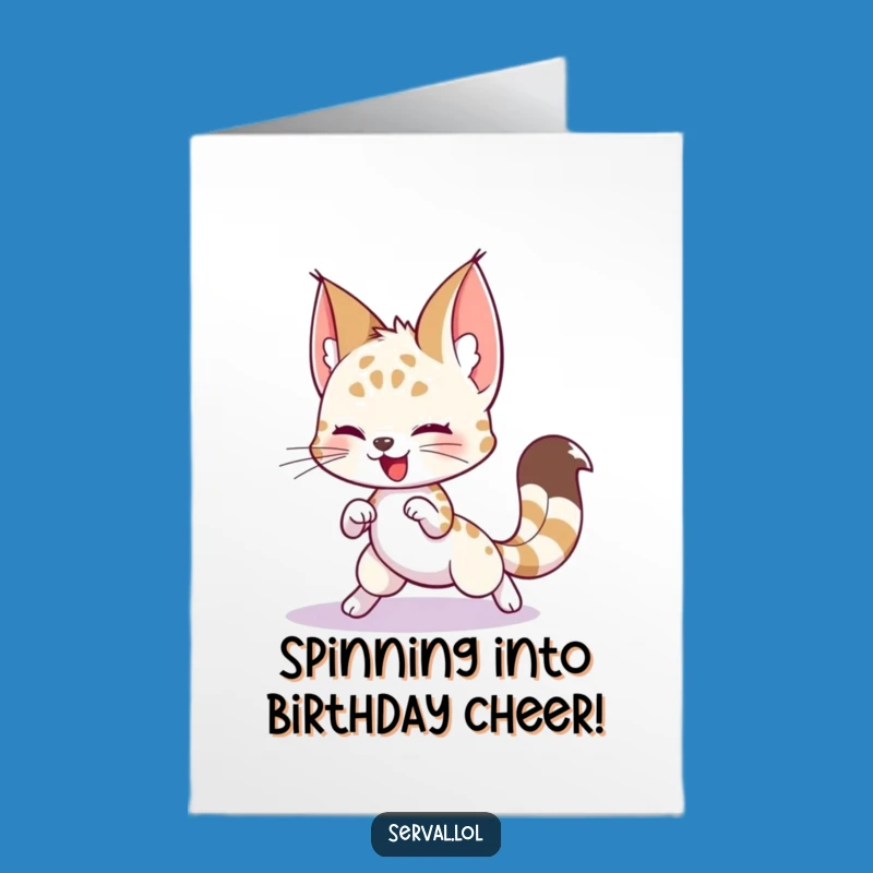 Serval Tail Chase Birthday Card: Free Printable Greeting for Hilarious Fun and Wild Wishes