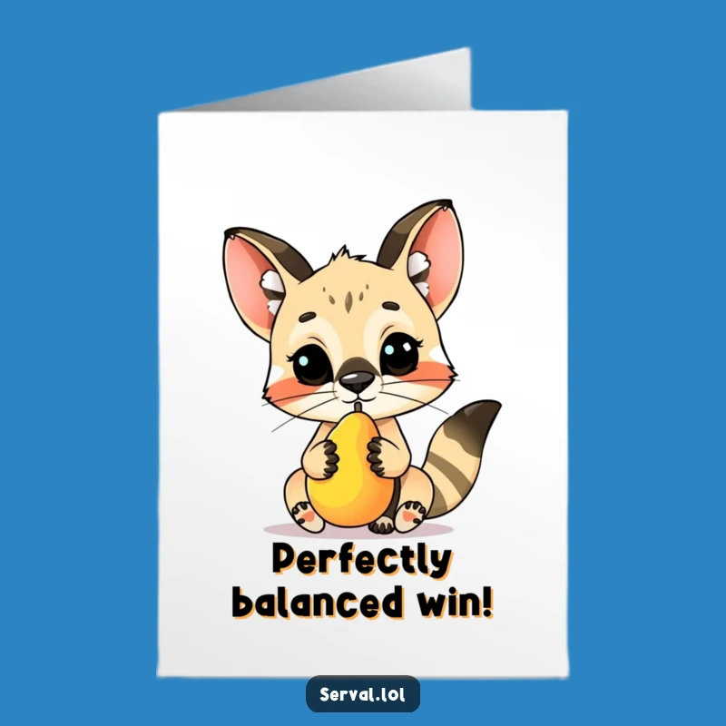 Free Printable Serval Congrats Card: Fruit Nose Balance for Remarkable Achievements