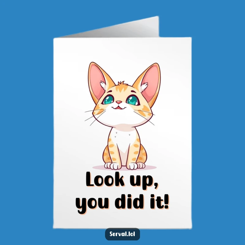 Free Printable Sky Serval Congrats Card: Anticipating Downloadable Gift!
