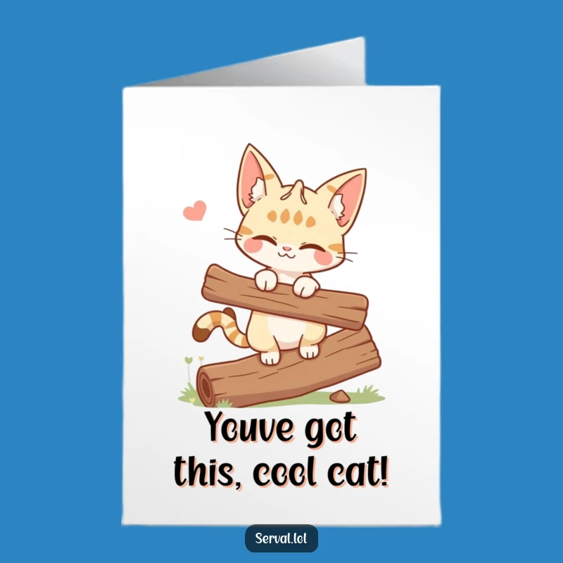 Sly Free Printable Congratulations Card: Winking Serval Cat's Success, Downloadable Cheer