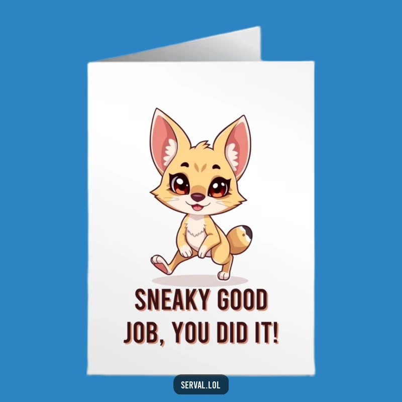 Free Printable Serval Sneak Attack Congrats Card - Humorous Downloadable Greeting