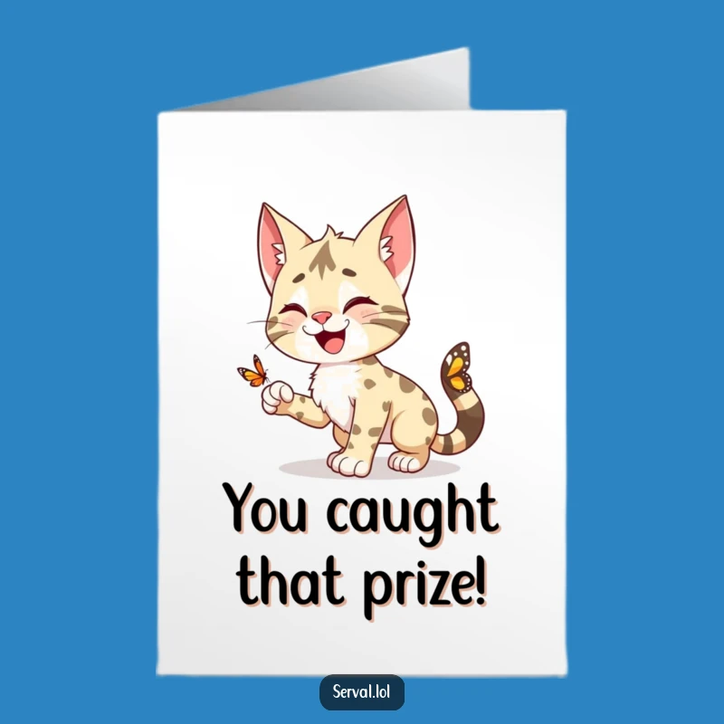 Wild Congrats Card: Free Printable Serval Pounce for a Hilarious Celebration of Success