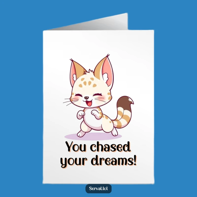 Silly Congrats Card: Free Printable Serval Tail Chase for a Hilarious and Joyful Win