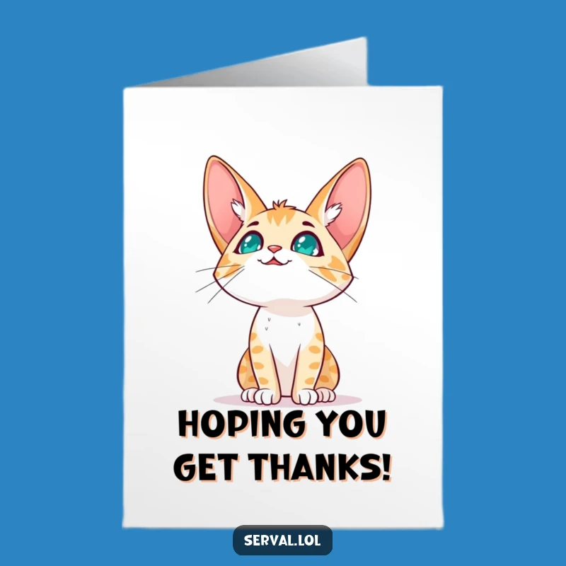 Free Printable Sky Serval Thank You Card: Grateful Downloadable Gift!