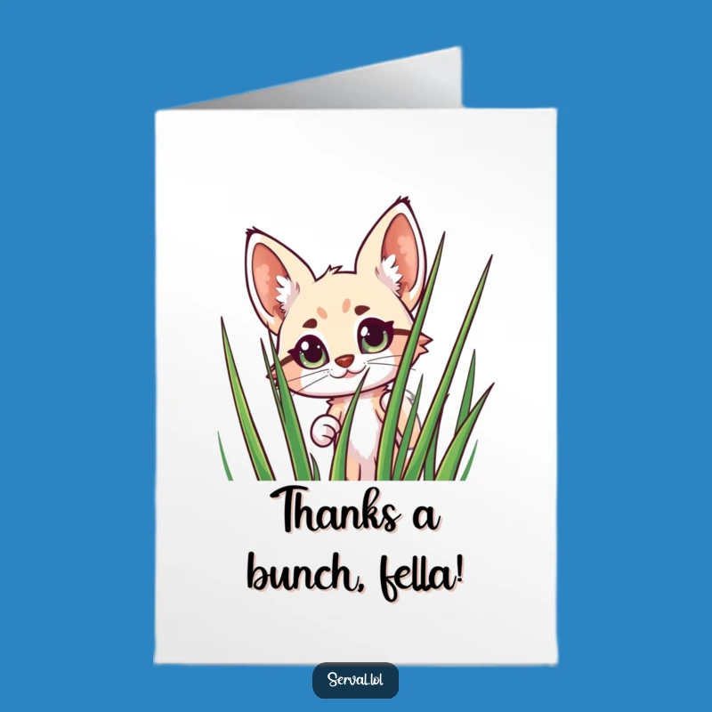 Free Printable Thank You Card: Funny Serval Peeking, Downloadable Gratitude for a Special Friend