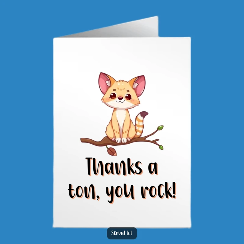 Free Printable Thank You Card: Serval's Balancing Act, Funny Downloadable Gift