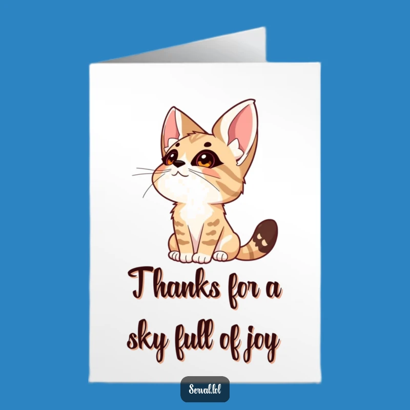 Free Printable Thank You Card: Wistful Serval, Heartfelt Downloadable