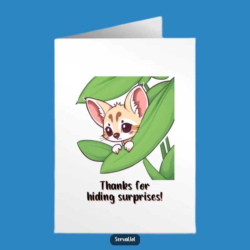 Serval Thank You Card: Jungle Leaf Peek - Funny Free Printable