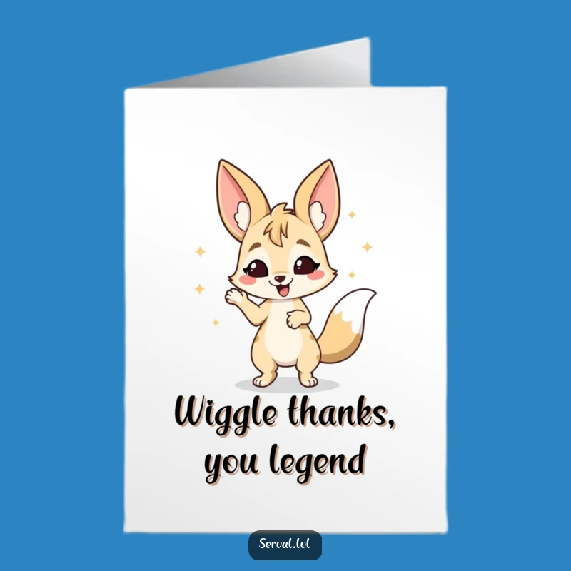 Free Printable Wiggling Serval Thank You Card - Cheerful Downloadable Gratitude
