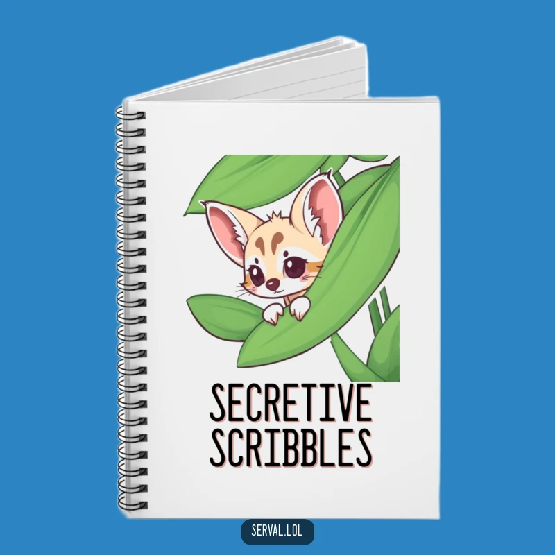 Funny Serval Notebook - Peeking Leaf Journal, Ideal Humorous Stationery