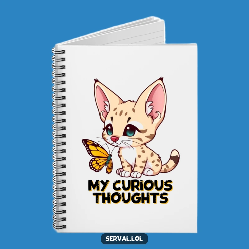 Funny Serval Butterfly Curiosity Notebook - Jot Down Your Observations