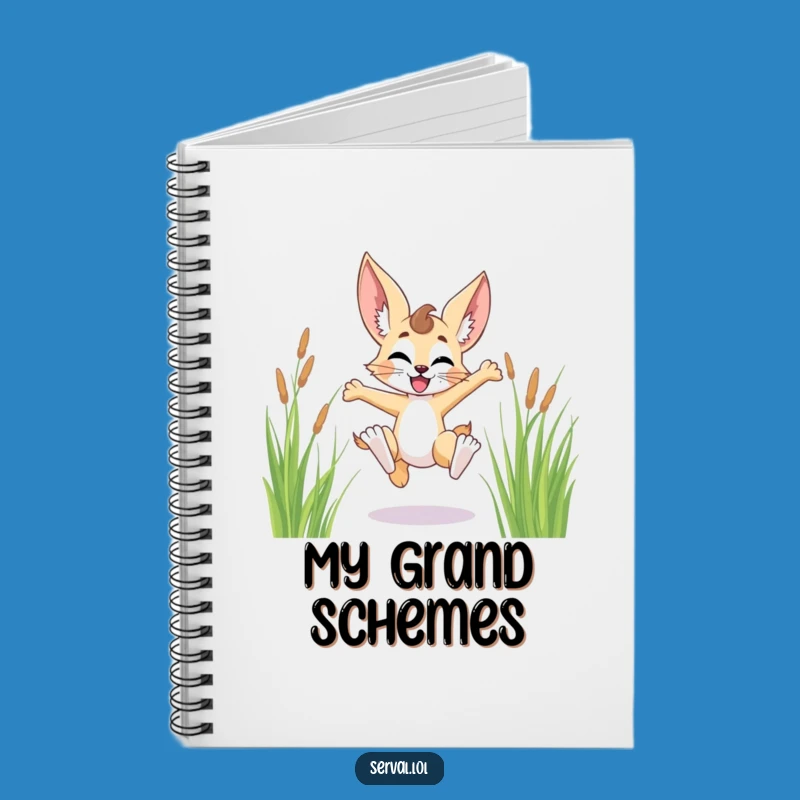 Funny Serval Leaping Grass Notebook - Jot Down Your Adventures