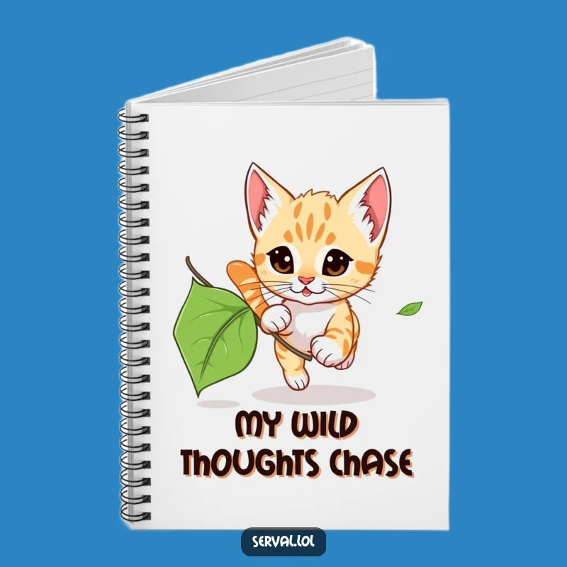 Funny Serval Kitten Leaf Chase Notebook: Jot Down Ideas with Wild Inspiration