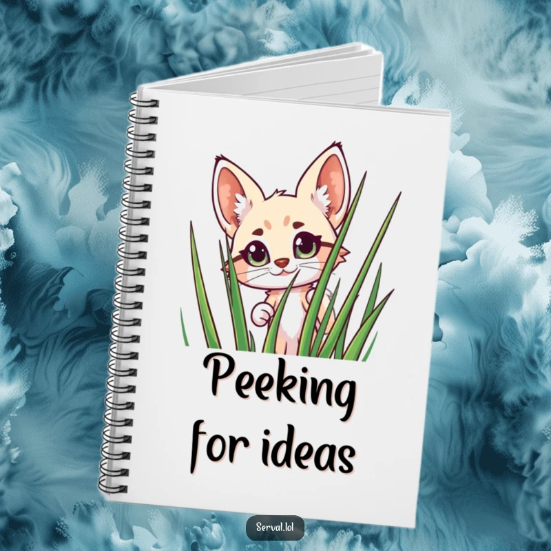 Funny Serval Notebook: A cute serval peeking with wide eyes from grass, ideal for capturing thoughts with humor.