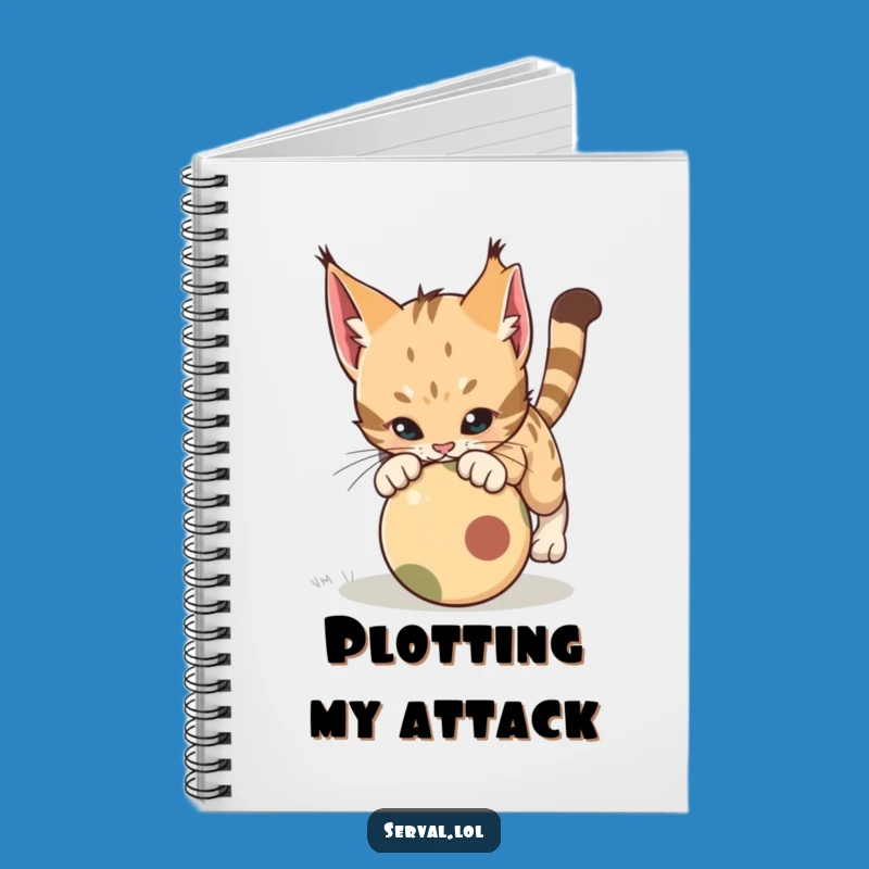 Funny Serval Pounce Notebook: Lined Cat Action Journal, Great Funny Gift for Ideas