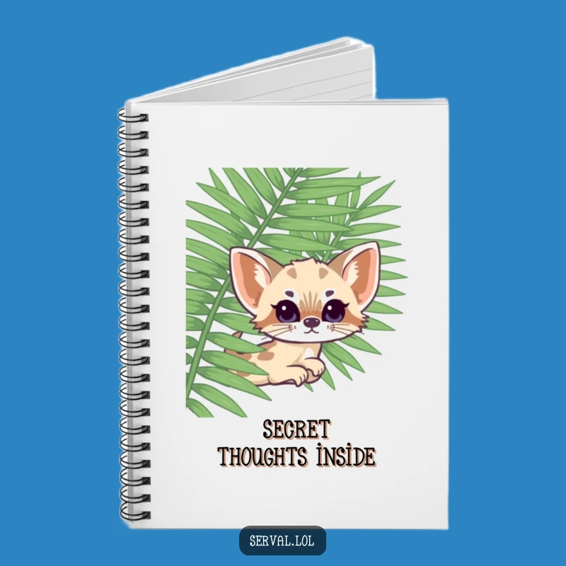 Funny Kawaii Serval Fern Peek Notebook: Jot Down Ideas with Cute Humor