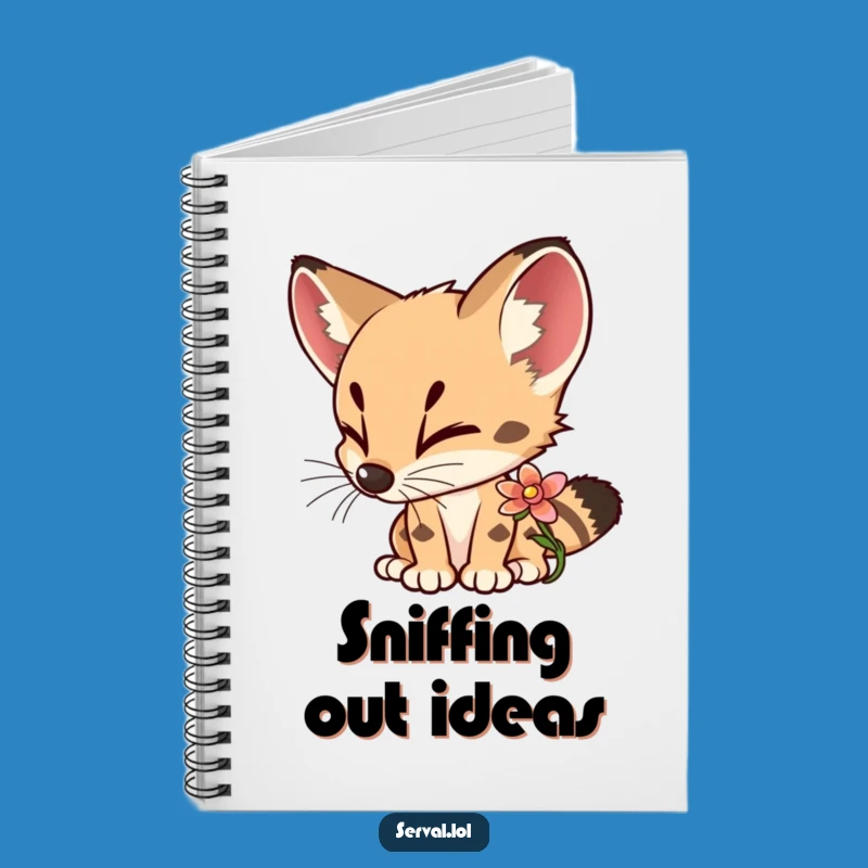 Funny Serval Flower Sniffing Notebook: Journal Curious Discoveries, Perfect Funny Gift