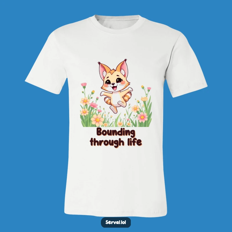 Funny Kawaii Serval Flower Bound T-Shirt - Cute & Happy Apparel