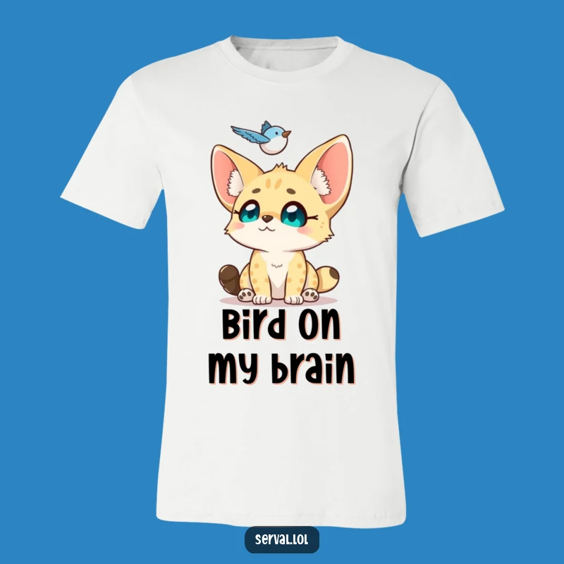 Funny Serval Bird Watching Tee: Wear Your Wonder with Wild Charm