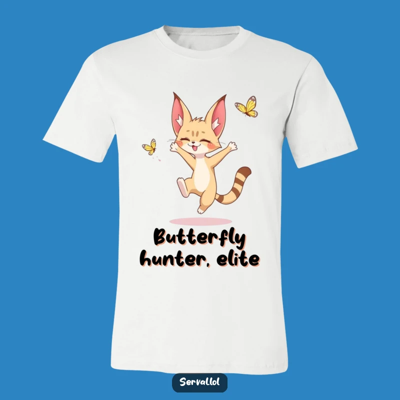 Funny Serval Butterfly T-Shirt: Wear Your Playful Side with Kawaii Charm