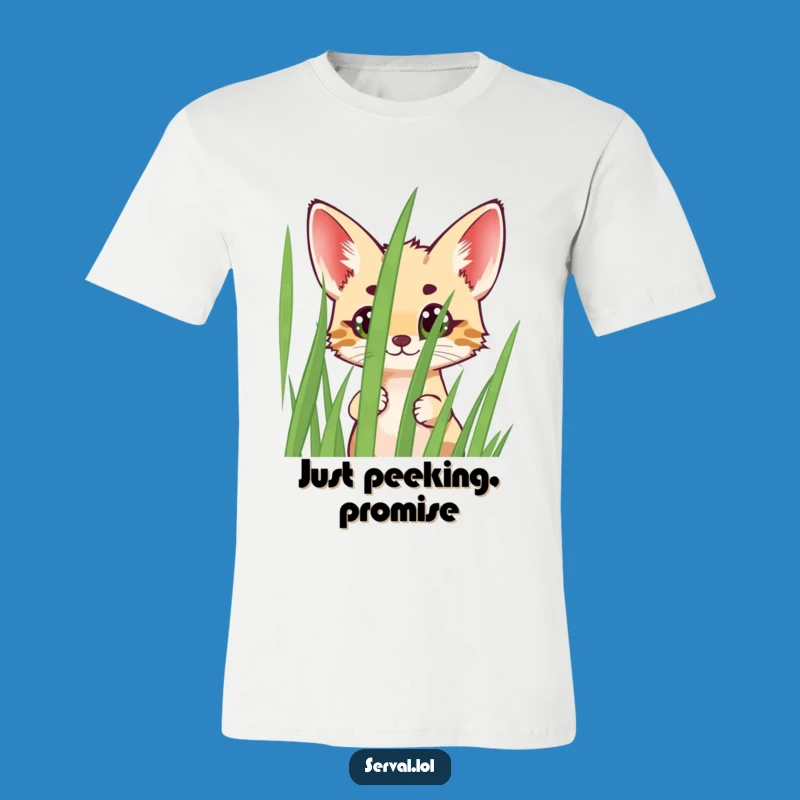 Funny Serval Peeking T-Shirt: Wide-Eyed Wild Cat Tee, Perfect Funny Gift