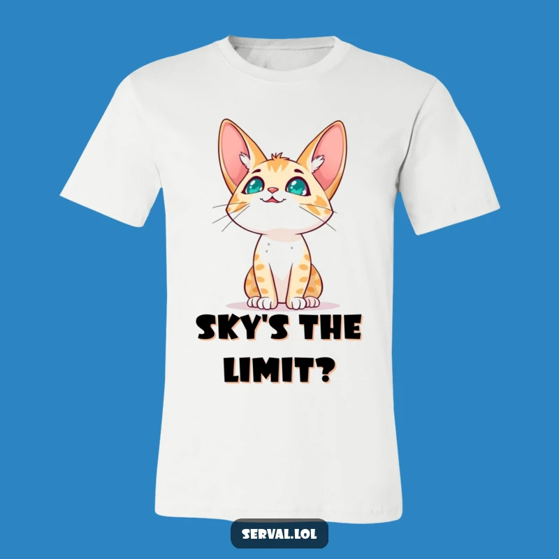 Funny Serval Sky T-Shirt: Hopeful Cat Tee for a Dreamy Gift