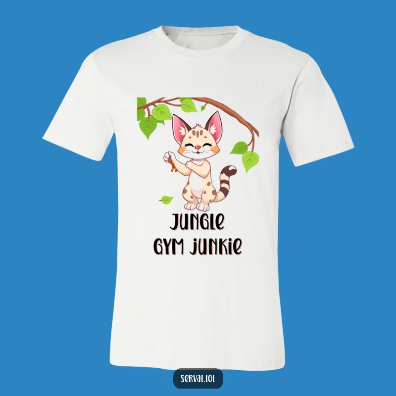 Funny Serval T-Shirt - Playful Vine Batting, Unique Humorous Present
