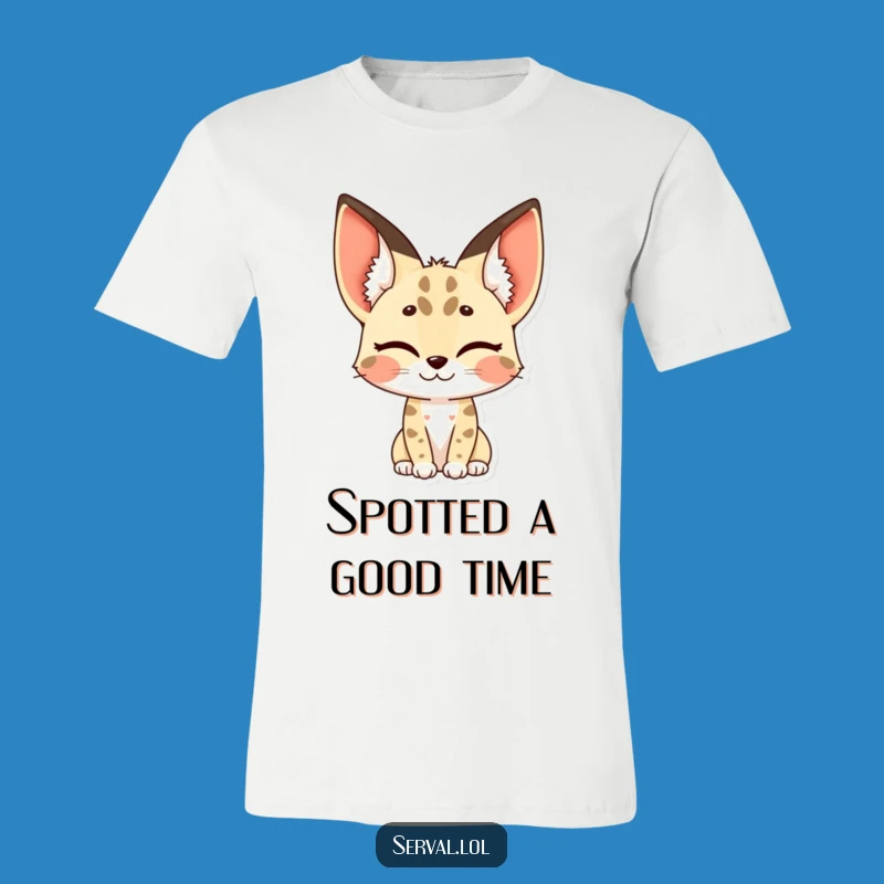 Funny Serval T-Shirt - Winking Spotted Ears Design, Unique Humorous Present