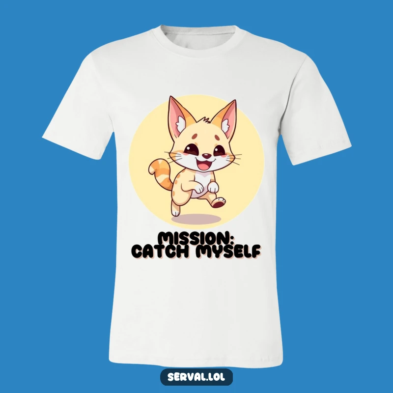 Funny Serval Tail Chase T-Shirt: Hilarious Feline Fun, Perfect Funny Gift for Animal Enthusiasts