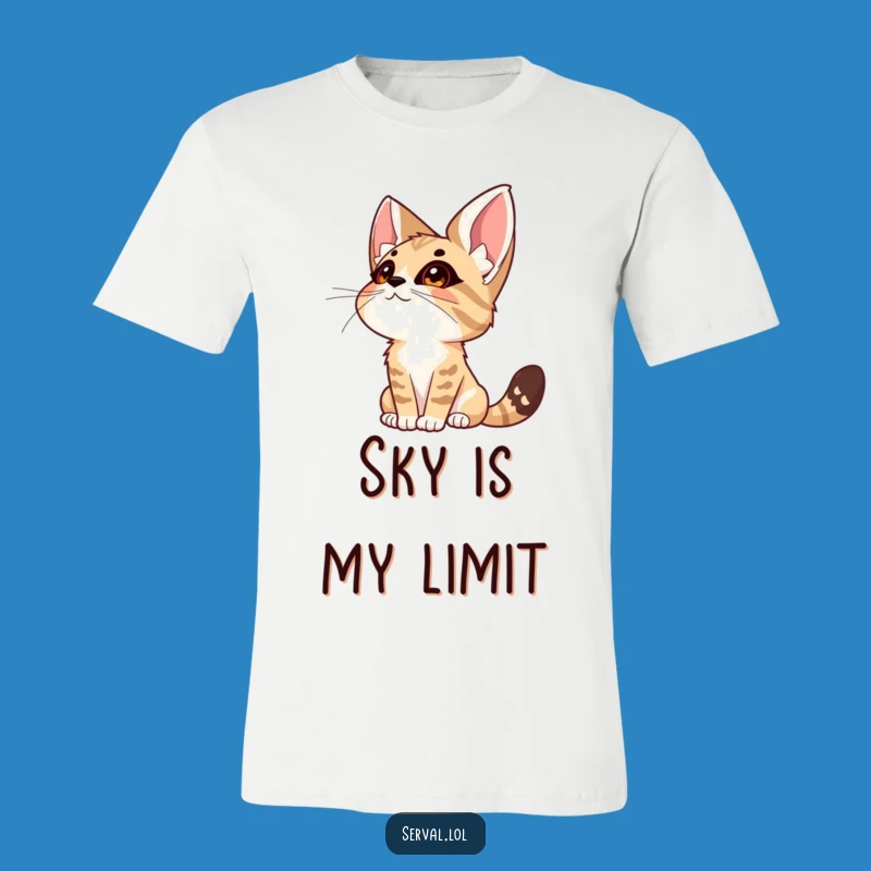 Funny Serval Wonder T-Shirt: Dreamy Cat Expression Tee, Great Funny Gift for Thinkers
