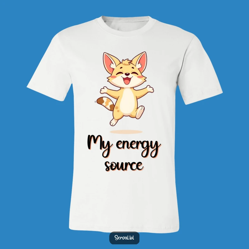 Funny Kawaii Serval T-Shirt: Joyful Leap Design, Perfect Active Gift for Cat Fans