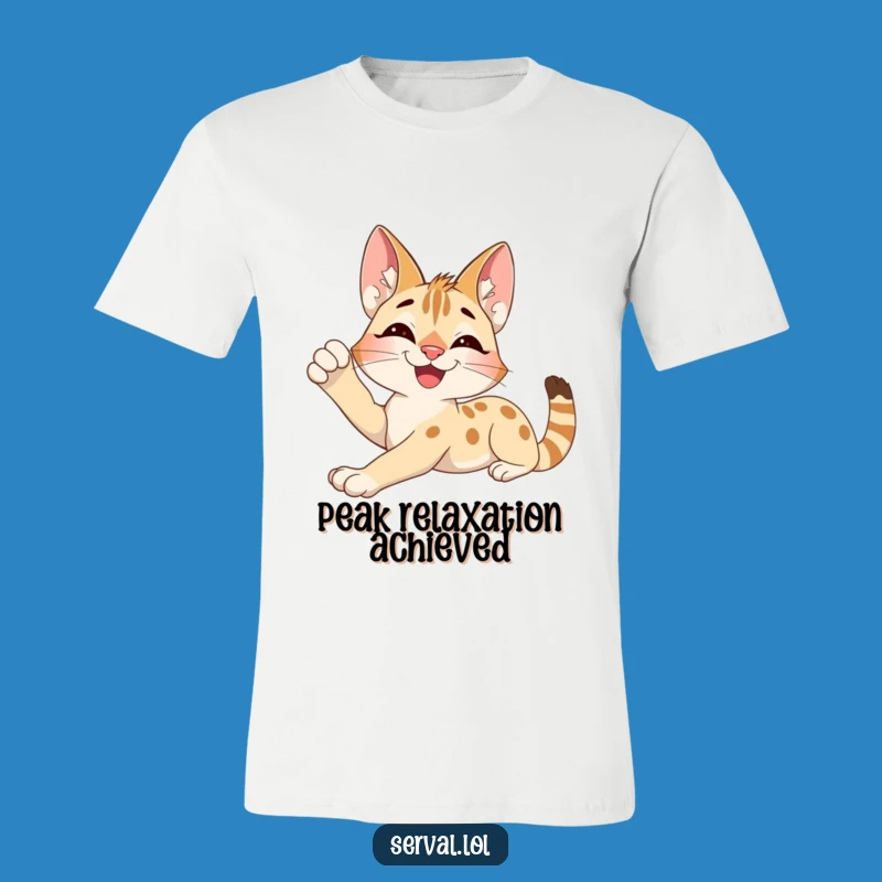Funny Serval Stretch T-Shirt: Relaxed Feline Comfort Tee
