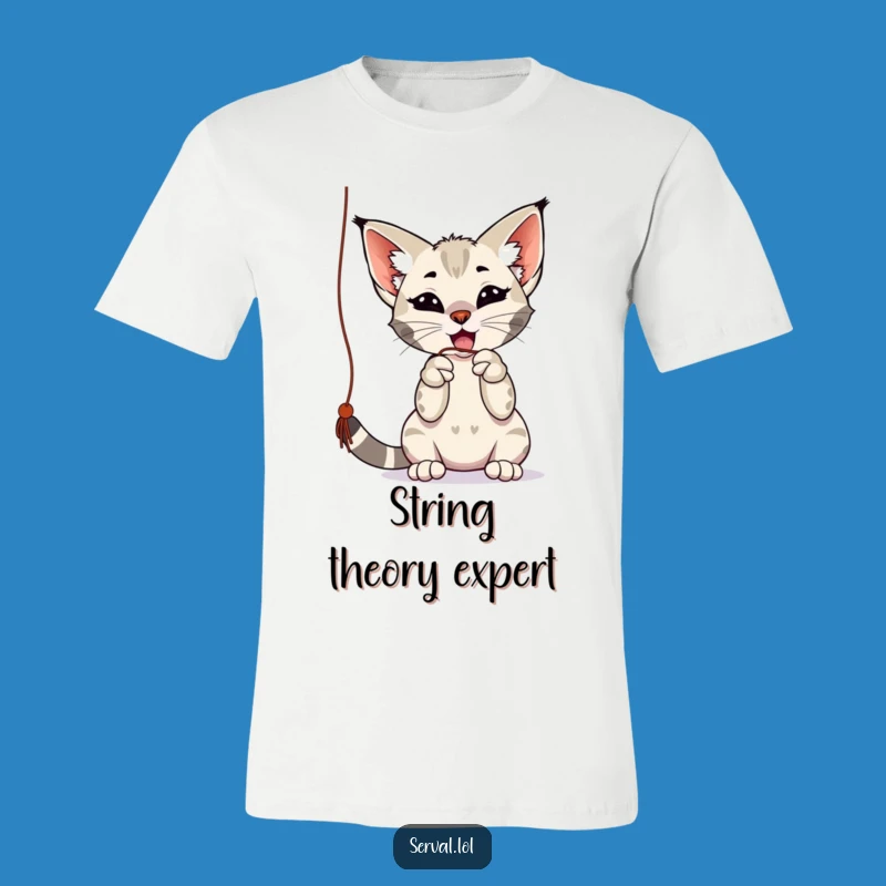 Funny Serval String T-Shirt: Playful Wild Cat Action Is A Hilarious Gift For All