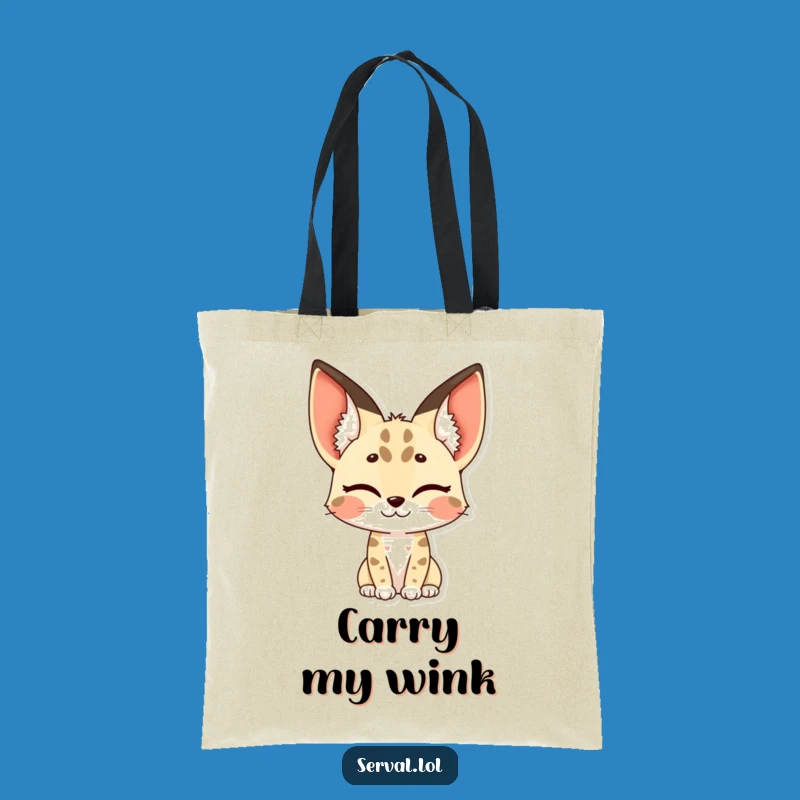 Funny Serval Tote Bag - Winking Spotted Ears, Stylish Humorous Accessory