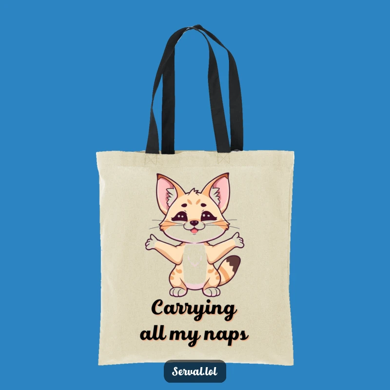Funny Serval Stretching Tote Bag: Carry Your Essentials with This Hilarious Funny Gift