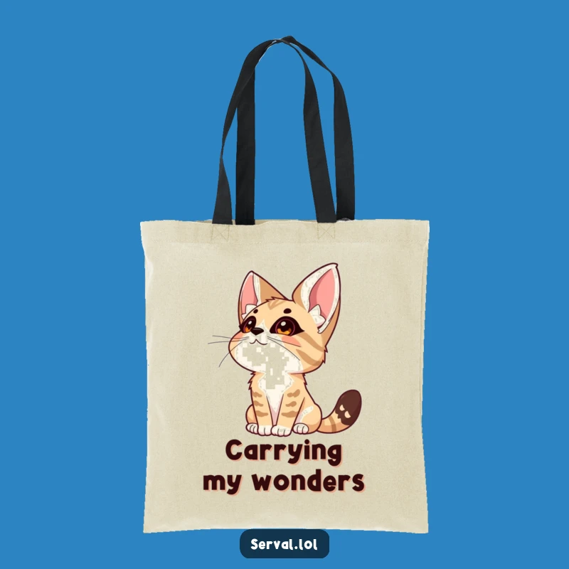 Funny Serval Wonder Tote Bag: Chic Cat Expression Accessory, Ideal Funny Gift for Carrying Dreams