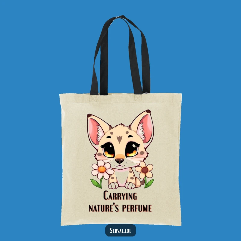 Funny Serval Flower Sniff Tote Bag: Carry Your Essentials with Curious Charm