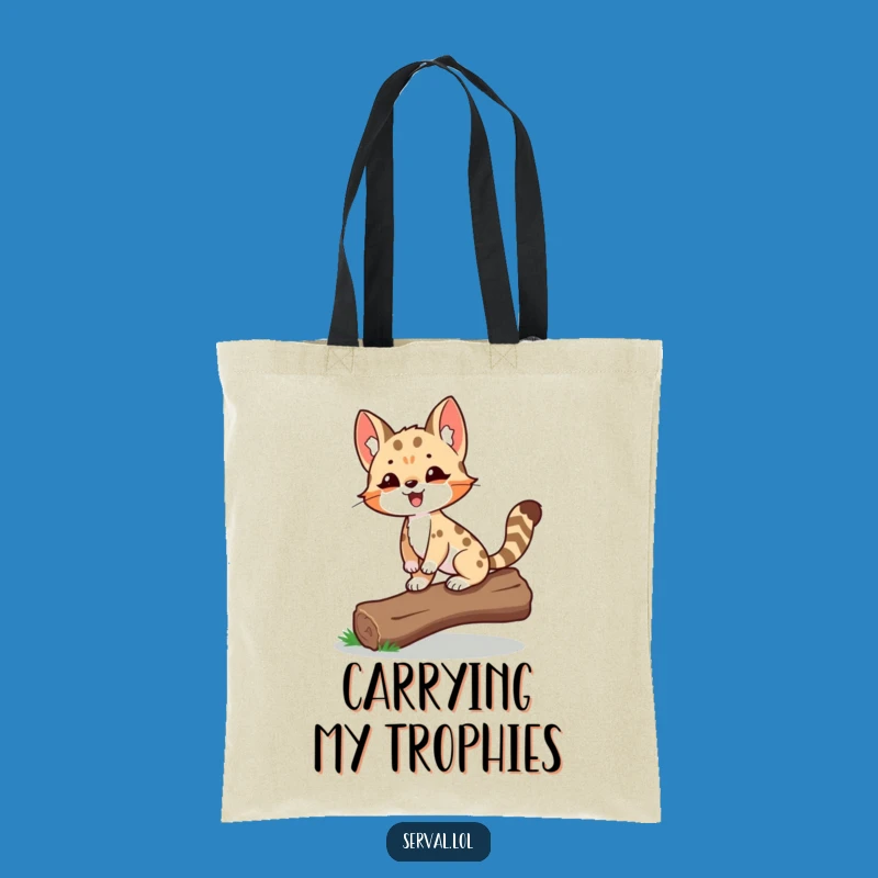 Funny Serval Balancing Tote Bag: Spacious Proud Wild Cat Carry-All, Ideal Funny Gift