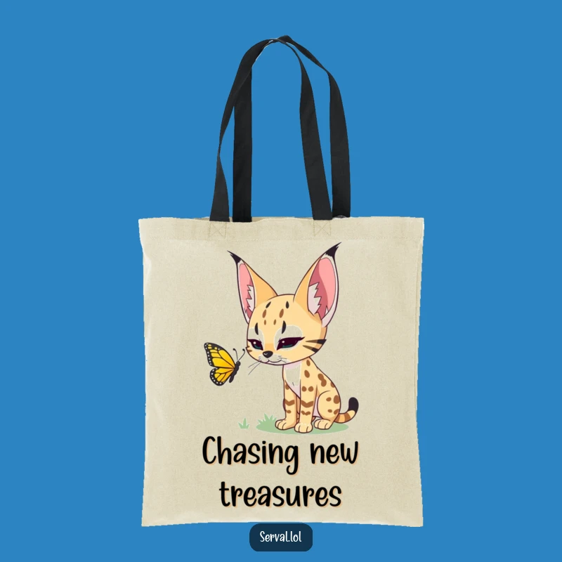 Funny Serval Butterfly Stalker Tote Bag - Hilarious & Practical Cat Gift!