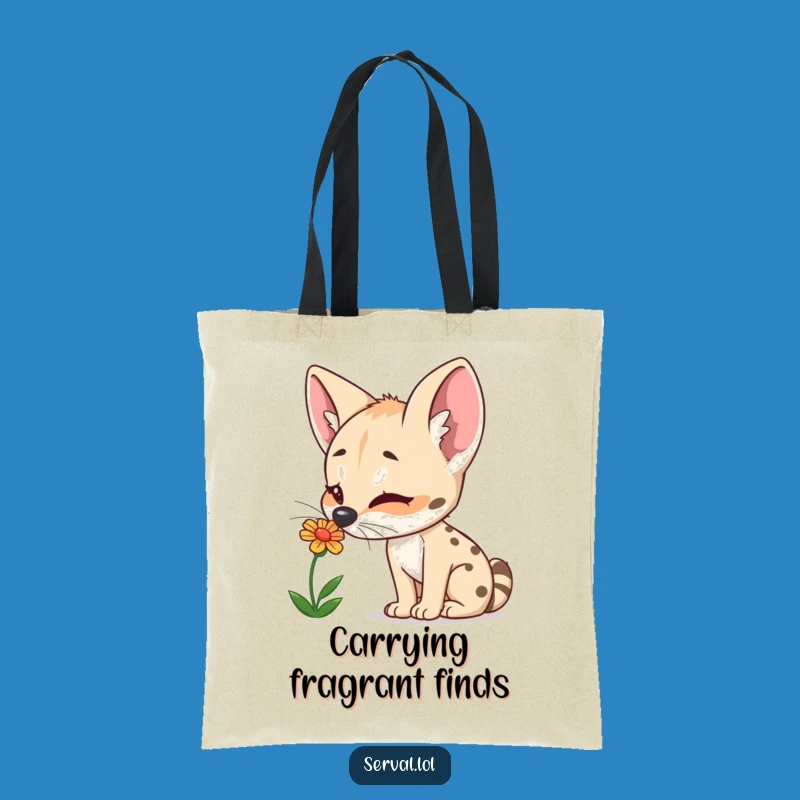 Funny Serval Flower Sniffing Tote Bag: Carry Your Delight Everywhere
