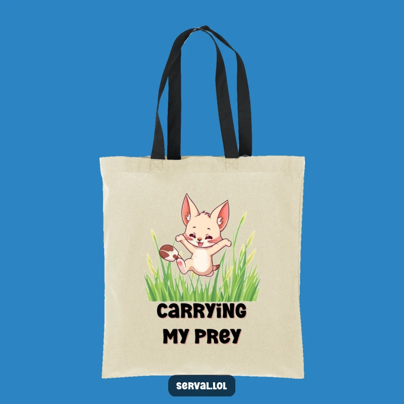 Funny Serval Leaping Tote Bag: Carry Your Playfulness With a Wild Cat