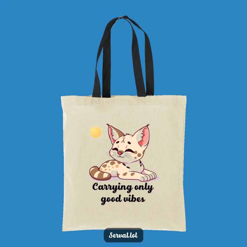 Funny Serval Morning Stretch Tote Bag: Chic Relaxation Accessory, Perfect Funny Gift for Errands