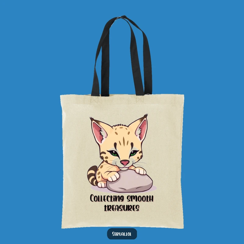 Funny Serval Pebble Nudge Tote Bag: Chic Feline Exploration, Perfect Funny Gift for Daily Use
